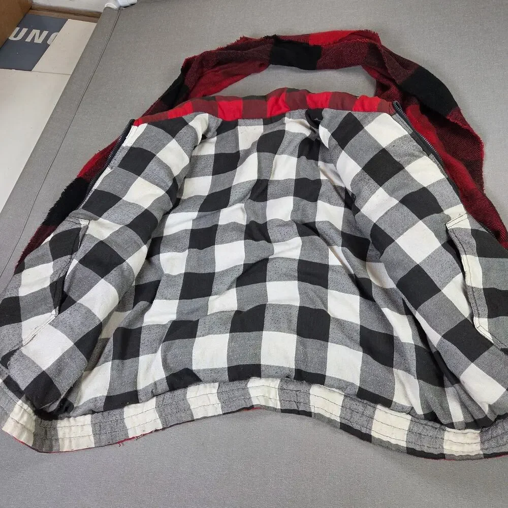 Unbranded Reversible Buffalo Plaid Vest Scarf Set Red Black Adult Large